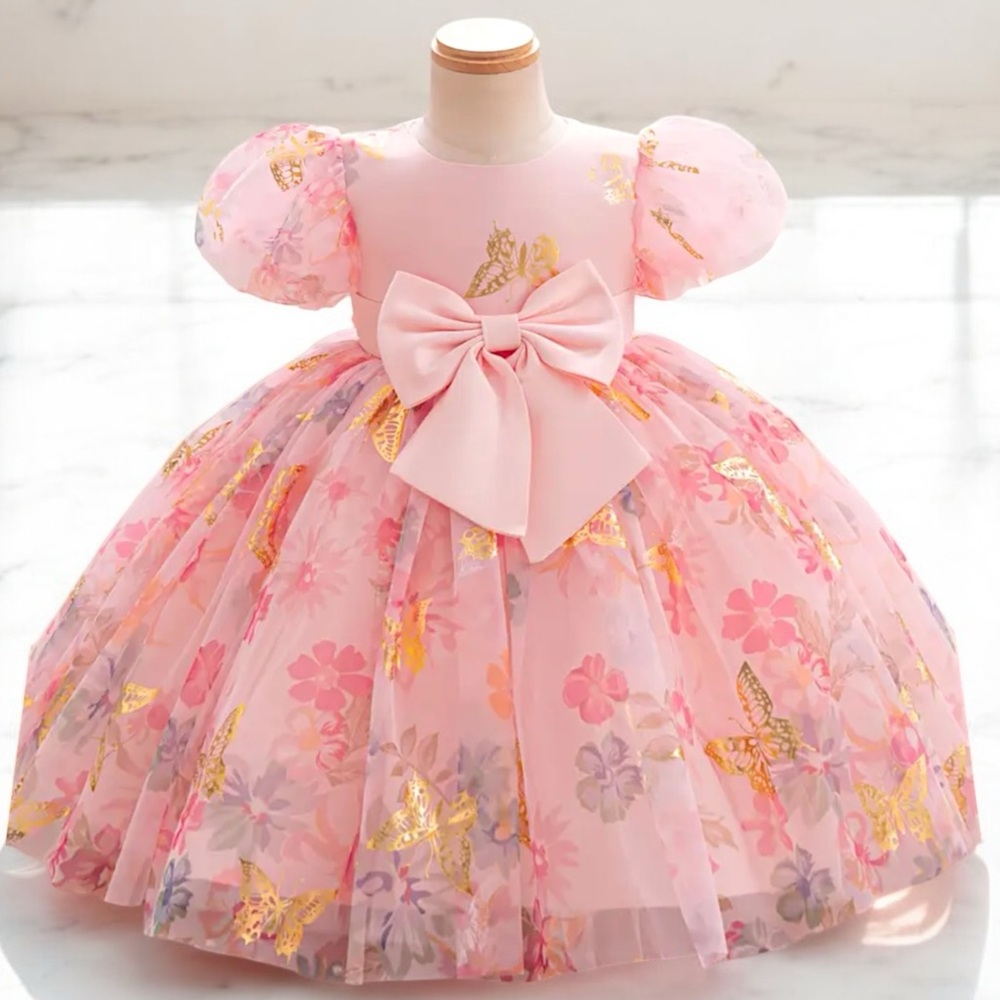 💞💛Golden Foil Butterfly Pink Party Dress💛💞
✨1-2 Years✨